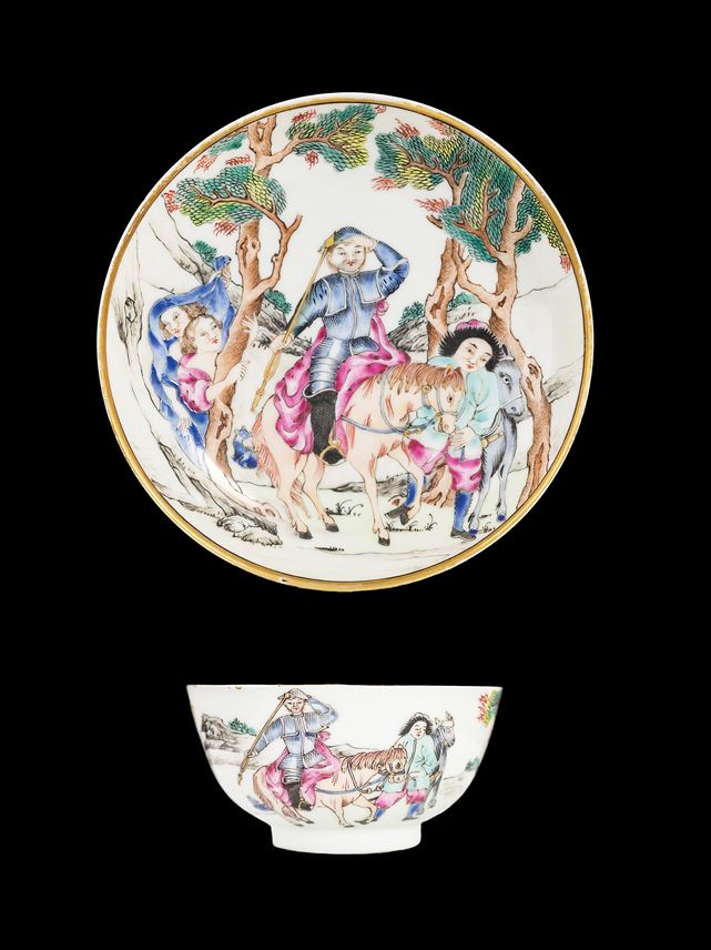 Chinese export porcelain famille rose teabowl and saucer, Don Quixote | MasterArt